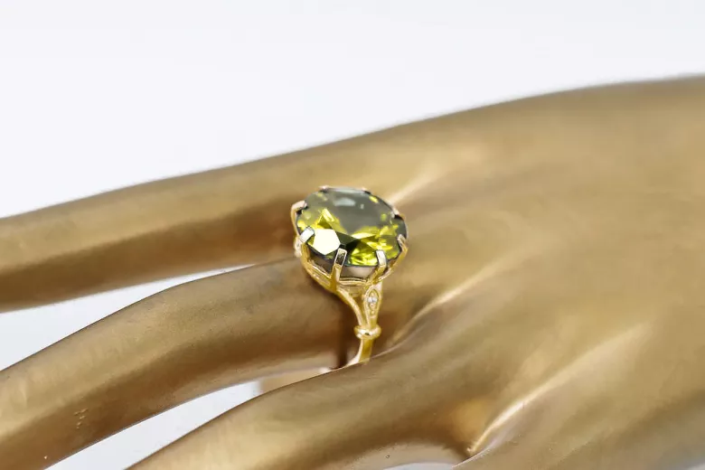 Anneau Artisanat vintage Péridot jaune Or jaune 14 carats vrc073y